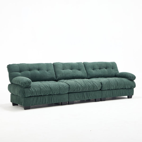 English Elm Modular Cloud Sectional Sofa Flannelette Deep Seat Couch for Living Room with Pillows Green W2120S00031