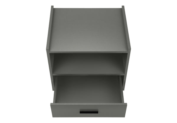 English Elm Accent Side Table Rustic Grey Laminate Compact Storage Cabinet Transitional Bedroom Grey B2710P461707