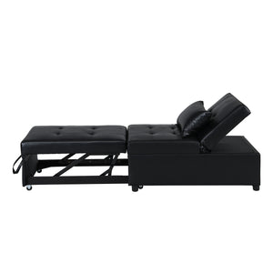 English Elm Folding Ottoman Sofa Bed with Ergonomic Wood Frame — Multifunctional Space-Saving Lounge & Guest Bed Black 40.16 L x 27.56 W x 14.56 H W2297P216461