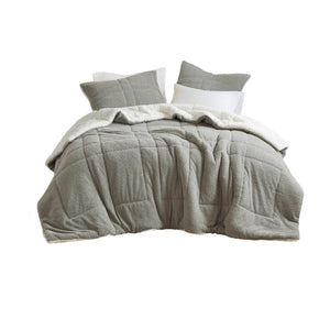 English Elm Comforter Plush twin set with faux feathersoft face and ivory sherpa reverse for cozy warmth and style Grey 23.23 L x 18.11 W x 11.02 H B035P294139