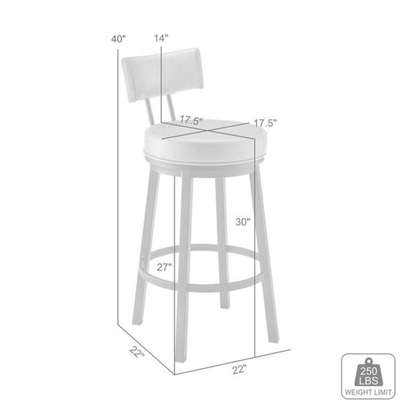 English Elm Sylra Swivel Bar Stool - Cloud Finish With White Faux Leather For Chic, Comfortable Seating Solution B2736P268567-GIGA