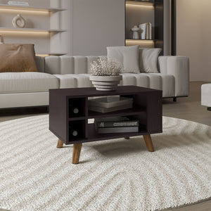 English Elm Shawnee Wengue Finish Rectangular Coffee Table with Open Storage Shelves for Living Rooms B200P460153