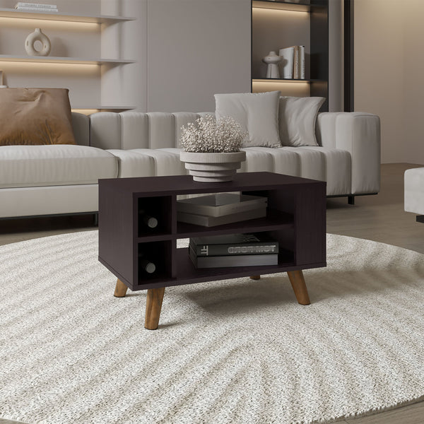 English Elm Shawnee Wengue Finish Rectangular Coffee Table with Open Storage Shelves for Living Rooms B200P460153