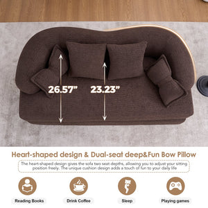English Elm (old Sku W2231p392100) Chenille Sleeper Sofa Foldable Convertible Loveseat with Four Pillows Brown W2231P466739