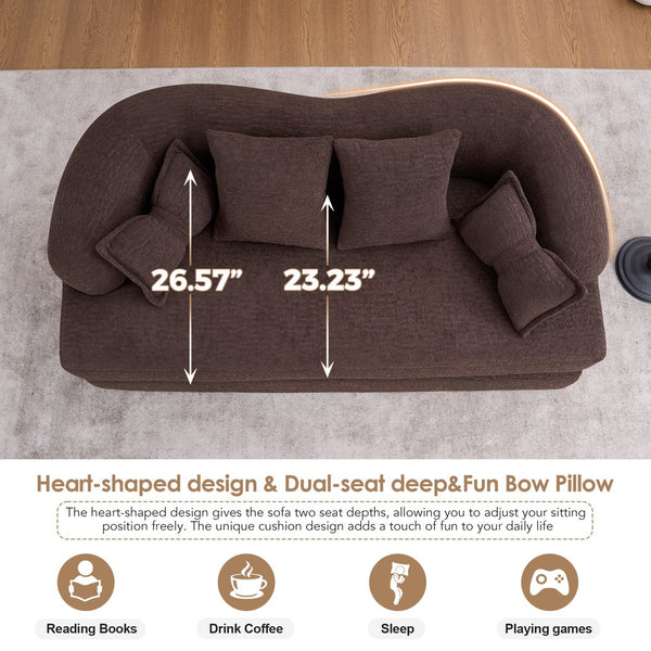 English Elm (old Sku W2231p392100) Chenille Sleeper Sofa Foldable Convertible Loveseat with Four Pillows Brown W2231P466739