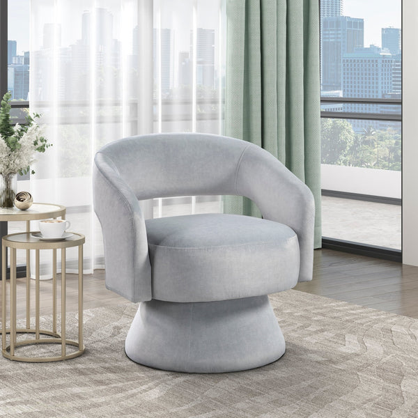 English Elm Modern Swivel Accent Chair in Lux Velvet Upholstery with Solid Wood Base, Compact Stylish Seating Gray 27.75 L x 26.5 W x 19.75 H B011P283813