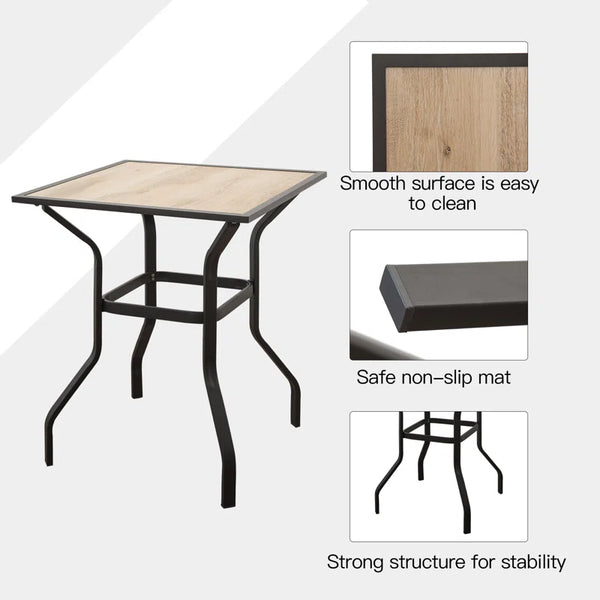 English Elm Outdoor Square Bar Table with Wood-Look Top, Metal Frame, Waterproof Beige Finish for Patio Deck W1859P203847