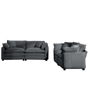 English Elm Modern Two-Piece Fabric Sofa Set - Plush Grey Corduroy, Deep Memory Foam Cushions, Versatile Design W714S00832