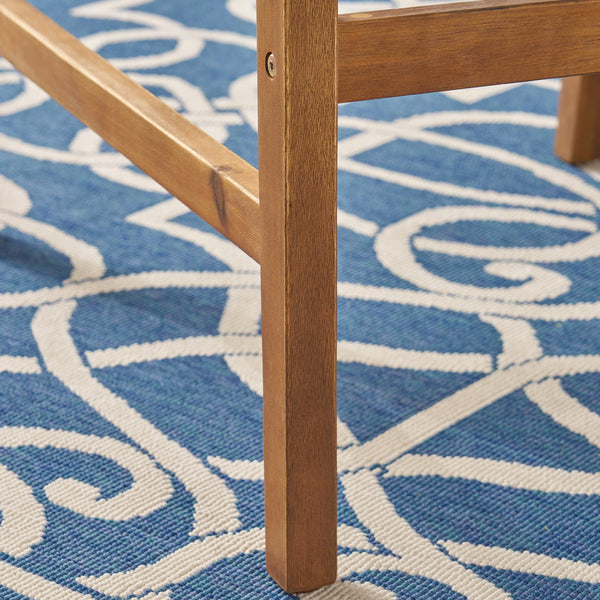 English Elm Christopher Knight Home® - PERLA Acacia Wood Outdoor Barstool Set of 2 with Water-Resistant Cushions, Cross-Back Farmhouse Charm Blue 63748.00BLU
