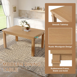 English Elm 6-piece Rectangular Dining Set with Wood Grain Table Four Upholstered Chairs and Bench Natural N752S000012N