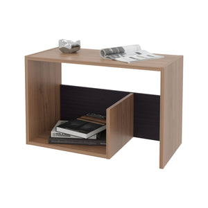 English Elm Fm Furniture Vega Side Table – Stylish Melamine Open Storage In Light Oak & Wengue For Small Spaces B128P293876