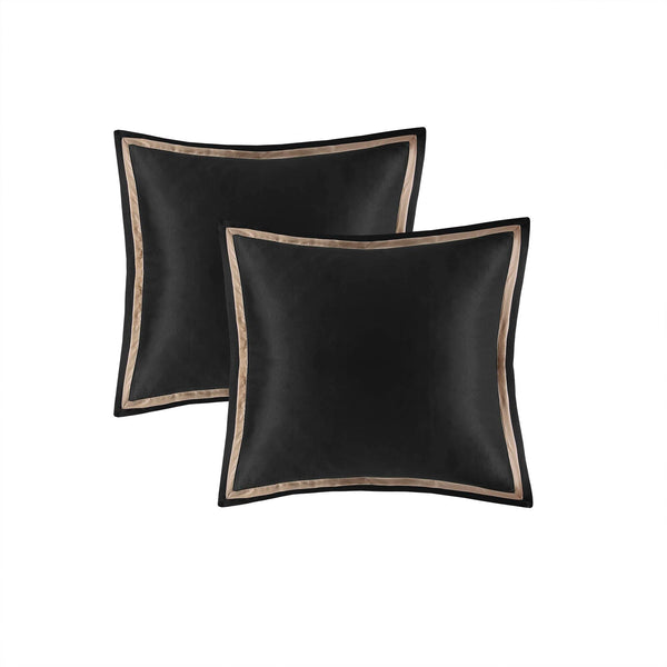 English Elm 8PCS King Jacquard Comforter Set with Damask Texture, Embroidered Decorative Pillows & Shams Black 23.62 L x 19.29 W x 12.2 H B035P341092