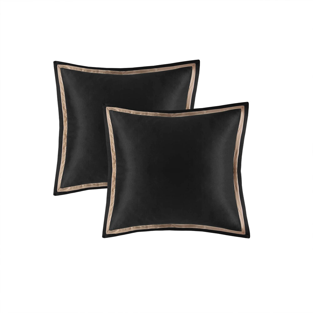 English Elm 8PCS Queen Jacquard Comforter Set with Damask Stria Texture, Embroidered Decorative Pillows & Bedskirt Black 23.62 L x 19.29 W x 11.02 H B035P341091