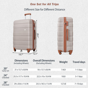 English Elm Luggage Set 3 Piece Abs Hardshell Spinner Suitcases with Tsa Lock Lightweight N726P203164U