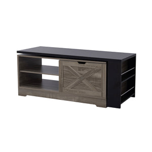English Elm U-can Farmhouse Lift Top Coffee Table Barn Door Hidden Storage Living Room Brown+Black N724P351732E