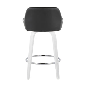 English Elm Fixed-height Swivel Counter Stools with Faux Leather Seats and Chrome Footrest Set of 2 B202S01815