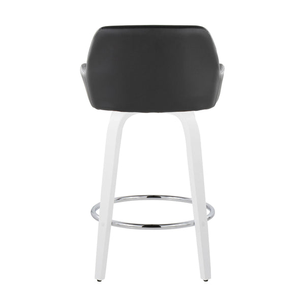 English Elm Fixed-height Swivel Counter Stools with Faux Leather Seats and Chrome Footrest Set of 2 B202S01815