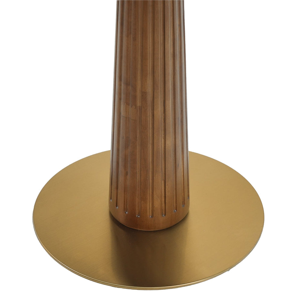 English Elm Modern Round Dining Table - 33.5" Sintered Stone With Wooden Legs & Gold Base For Small Spaces W1535S00569