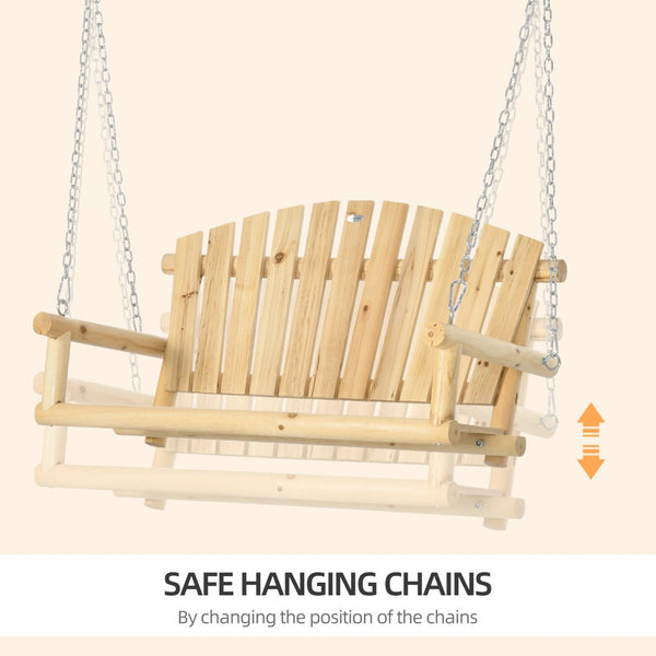 English Elm Outsunny 2-Seater Porch Swing - Durable Hanging Bench With Adjustable Chains For Decks & Patios W2225P217701-GIGA