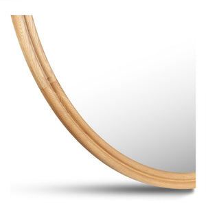English Elm Alcott 48 Inch Solid Oak Round Wall Mirror with Double Edge Frame for Any Room B2769P504200