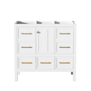 English Elm 36'' Elegant Freestanding Bathroom Vanity Cabinet - Solid Wood, 5 Drawers, Soft-Close Doors, Stylish Storage N710P256102K