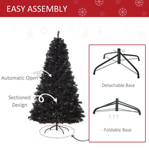 English Elm Homcom 7Ft Black Douglas Fir Artificial Christmas Tree – Realistic Tips, Gothic Charm For Holidays W2225P229343