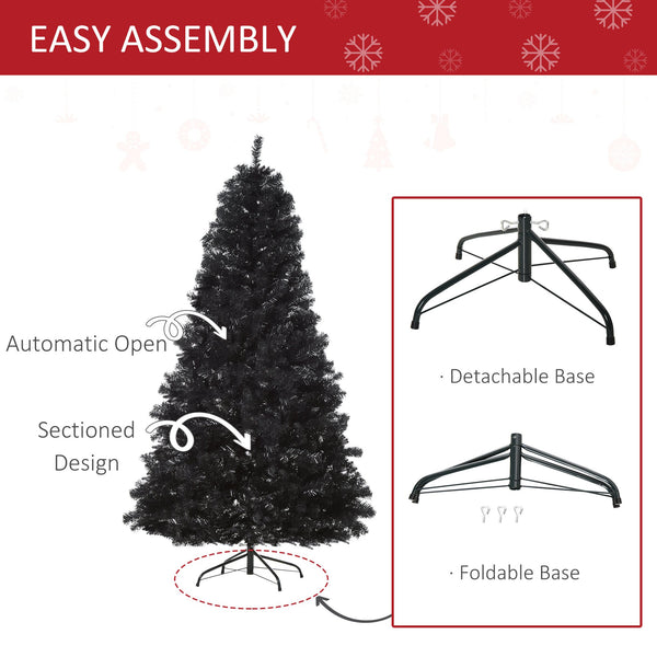English Elm Homcom 7Ft Black Douglas Fir Artificial Christmas Tree – Realistic Tips, Gothic Charm For Holidays W2225P229343