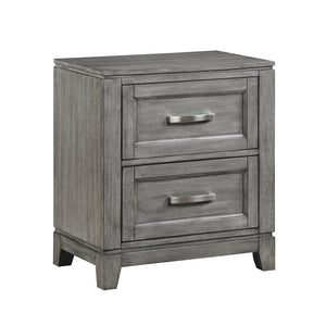 English Elm Gray Garretson Nightstand with 2 Drawers, Okume Veneer Gray Finish, Metal Bar Hardware, 24x15.5x27.5" B011P272289