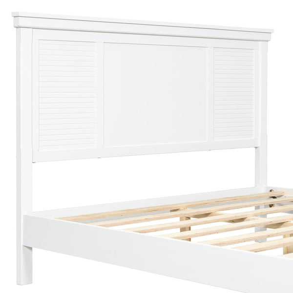 English Elm Christopher Knight Home® - Queen Solid Wood Bed Platform White Farmhouse Design, Sturdy Slats Support 800 lbs, No Box Spring Needed, Fits 8-12" Mattresses, Minimalist American Style N758Q906667K