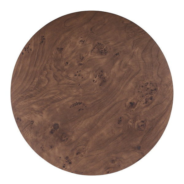 English Elm Burl Veneer Round Coffee Table Swivel Top Two Drawers Walnut Living Room N735P387206D