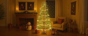 English Elm 6 ft Artificial Christmas Tree with 300 Warm LED Lights, 612 Tips, Hinged PE Branches & Metal Stand N710P181792S