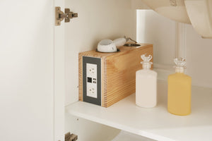 English Elm 36 Inch Solid Wood Bathroom Vanity with Built-in Power Station and Soft-close Drawers W2316P380506