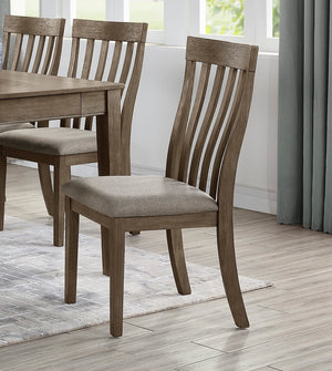 English Elm Dining Room Armhurst Side Chairs Set of 2 – Wire Brushed Brown Oak Veneer, Vertical Slat Back & Upholstered Seat B011104523