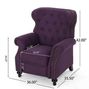 English Elm Christopher Knight Home® - Accented Push Back Recliner Chair with Rolled Arms and Copper Accents, Plush Cocooning Support, Sturdy Design Plum 57337.00FPLU