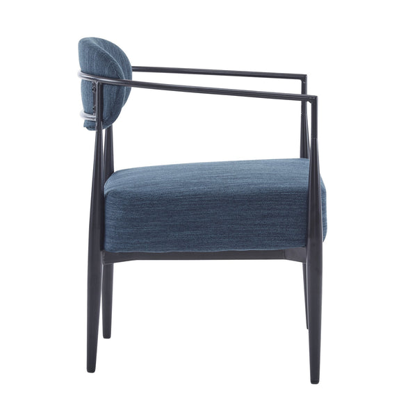 English Elm Christopher Knight Home® - Mid-Century Upholstered Accent Armchair with Pocket Spring Seat, Tapered Iron Legs, Stylish Comfort Black,Navy Blue 26.38 L x 25.2 W x 12.6 H N776P224504N
