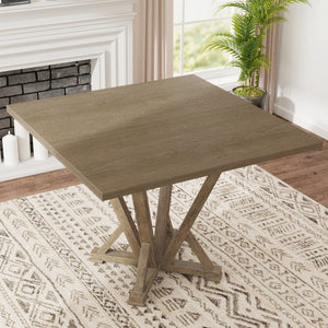 English Elm Modern Farmhouse Square Counter Table - 48" Solid Rubberwood With Rustic Gray Finish, Seats 4 Comfortably W2537P168478