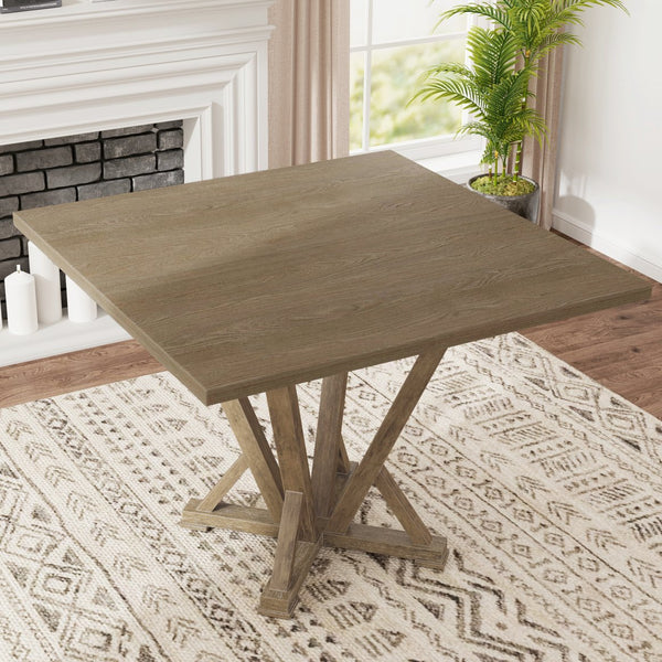 English Elm Modern Farmhouse Square Counter Table - 48" Solid Rubberwood With Rustic Gray Finish, Seats 4 Comfortably W2537P168478