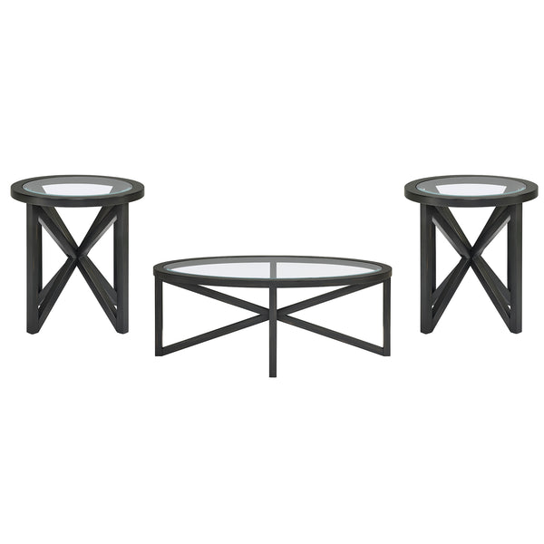 English Elm Modern Round Glass Coffee Table With Solid Wood Base - Stylish Minimalist Design For Every Space W487P317844