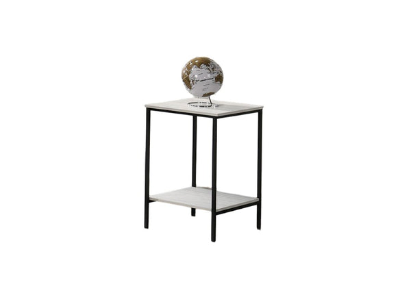 English Elm White Modern 3pc Table Set with Angular Geometric Metal Bases, Engineered Wood Surfaces, Sleek Living Room White 47 L x 21 W x 5 H B2741P392070