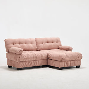 English Elm Modular Cloud Sectional with Ottoman Deep Seat Flannelette Sofa for Living Room Pink W2120S00024