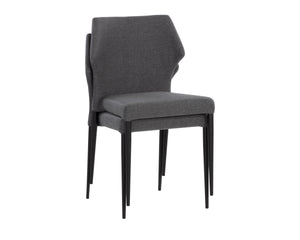 Sunpan James Stackable Dining Chair Set of 2 - Stylish Faux Leather with Unique Backrest Design, Modern Charm City Grey