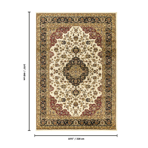 English Elm Classic Cream Medallion Area Rug Persian Inspired Low Pile for Formal Living Rooms B186P452232