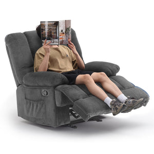 English Elm Oversized Rocking Rocker Recliner Chair with Ergonomic Support, Quick Tool-Free Assembly, Plush Comfort Grey T3623P379954