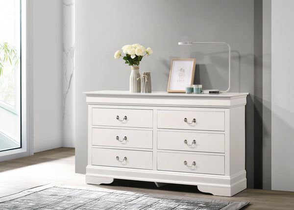 English Elm Louisphillipe G02190-D White Traditional Dresser With Curved Moldings & Durable Storage Solutions B078107859