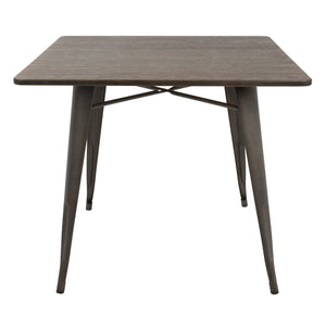 English Elm 36"-farmhouse Square Bamboo Dining Table Seats Four with Industrial Metal Base B202P223352