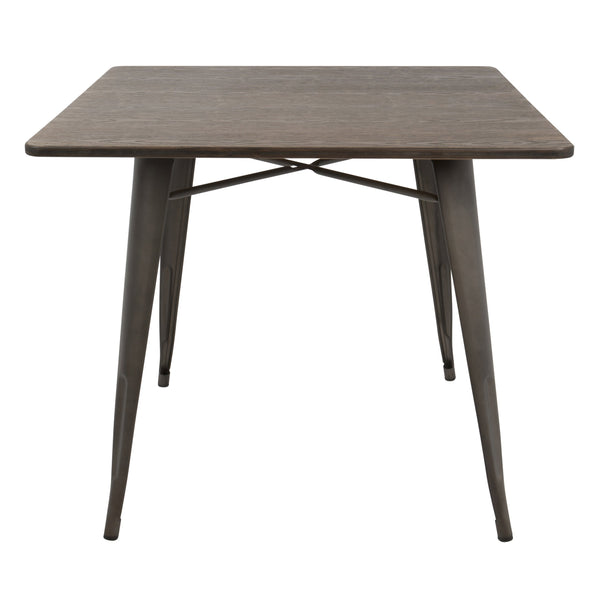 English Elm 36"-farmhouse Square Bamboo Dining Table Seats Four with Industrial Metal Base B202P223352