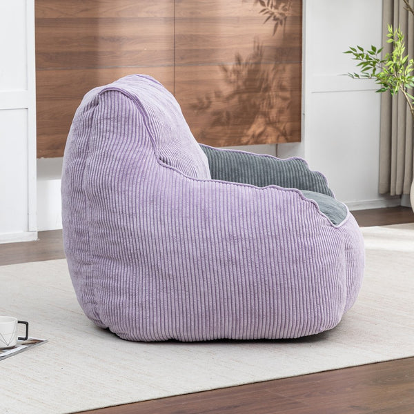 English Elm Giant Corduroy Bean Bag Sofa with Armrests Foam Filled Cozy Adult Lounge Chair Gray,Purple W2200P442803
