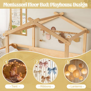 English Elm Twin Low Loft Bed Solid Pine Frame with Built-in Led Lighting and Storage Shelves Natural W1580P396331