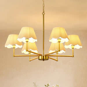 English Elm 8-light Gold Rope Wrapped Fabric Shade Chandelier for Dining and Living Rooms W5008P391565