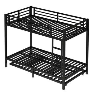English Elm Twin Xl Metal Bunk Bed With Twin Trundle - Stylish Space-Saving Solution For Shared Rooms! W1580S00128-GIGA